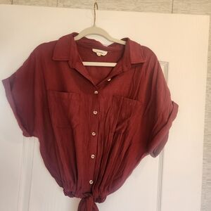 *Eesome Burgundy Button-Down Shirt Size S Euc*